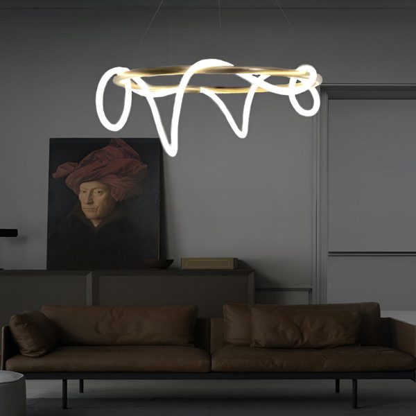 Creative DIY LED Strip Electroplated Metal Modern Chandelier Pendant Light - Image 2