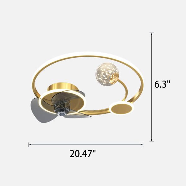 Modern Creative Circle Ball Design LED Flush Mount Ceiling Fan Light - Image 4