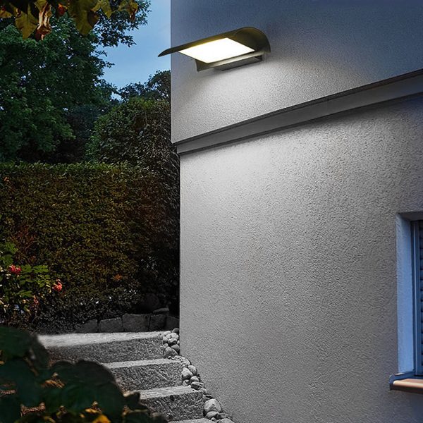 Curved Outdoor Waterproof LED Black Modern Minimalist Wall Lamp Exterior Lighting - Image 2