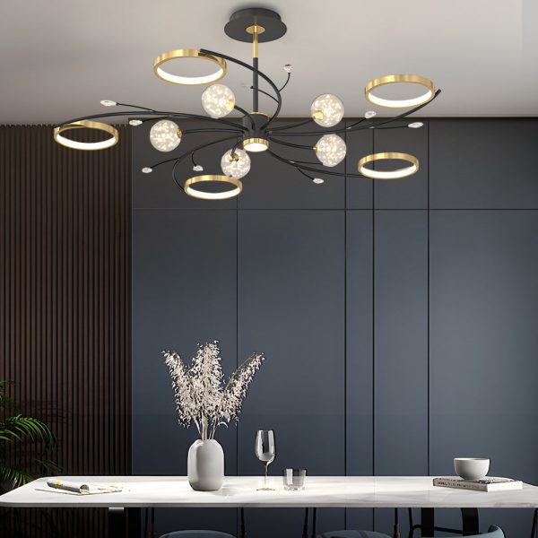 Stars Rings Flowers Branches Crystal 3 Step Dimming Modern Ceiling Lights - Image 2