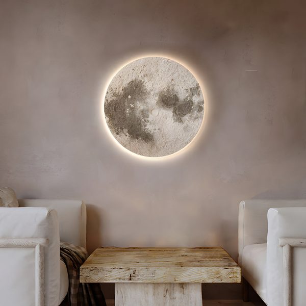 Round Moon 3D Sandstone Painting USB Voice Control Decorative Painting - Image 2
