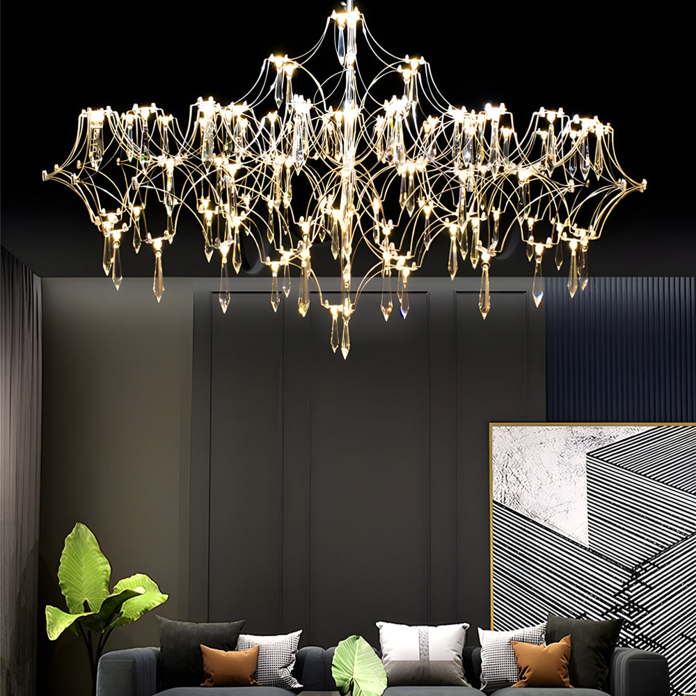 4-97c8b518-2f19-4f6c-8a50-bdf60a156ab6.jpg Stainless Steel Crystal Pendants Raindrops LED Italian Style Chandelier - Image 1