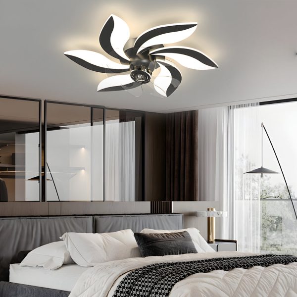 Flowers Leaves Shake Head 3 Step Dimming Modern Ceiling Fans with Light - Image 2