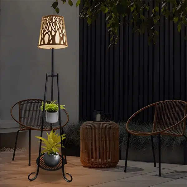 Modern Outdoor Floor Lamp with Shelves - Image 3