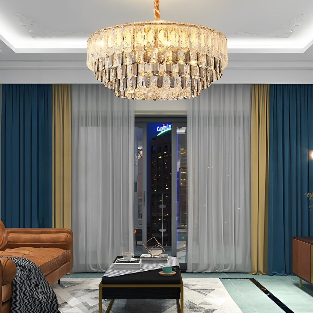 4-9dc1ba0e-203d-4d10-904c-096ca5ae2c5b.jpg Round Three Step Dimming LED Crystal Strips Postmodern Chandelier Light - Image 1