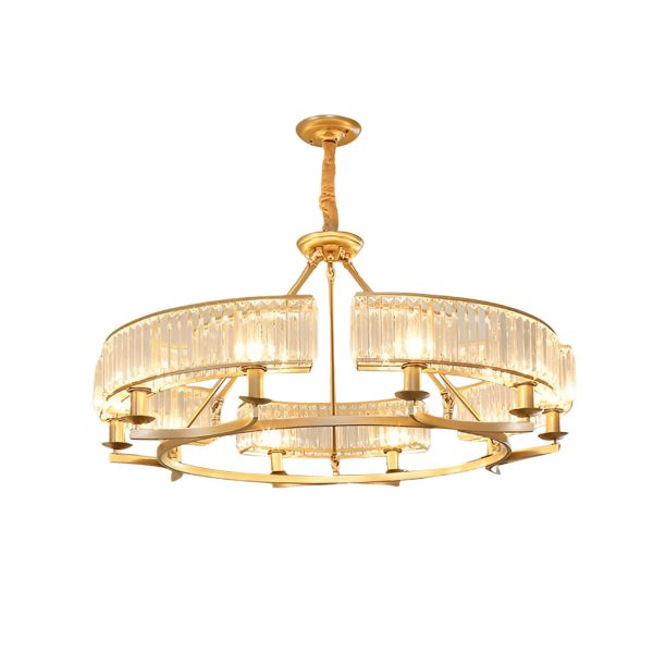 Round Metal Three Step Dimming Modern Rustic Crystal Chandelier Light - Image 11