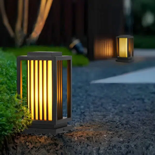 Modern Black LED Cage Pathway Lawn Lamp - Image 3