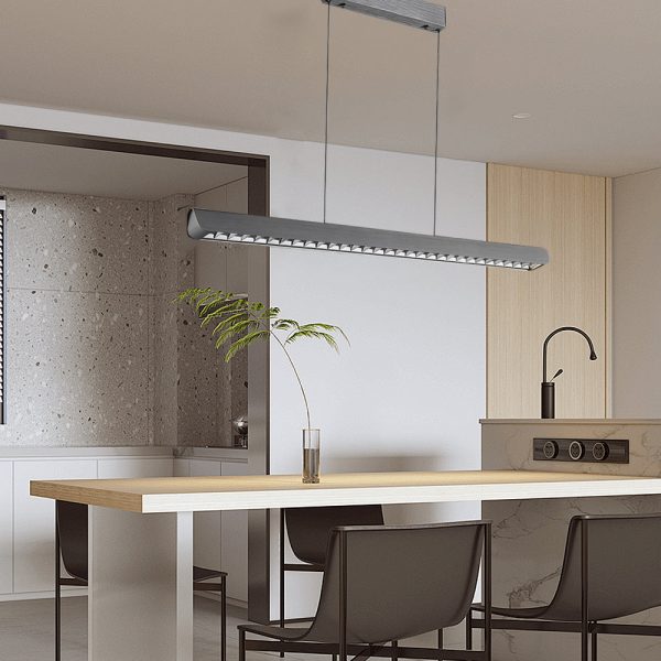 Long Linear Brushed Aluminum LED Island Pendant Lamp - Image 2