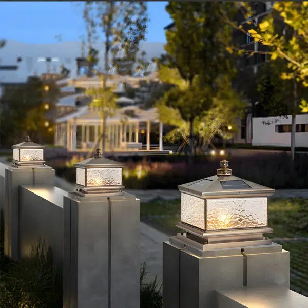 Retro Square Antique Brass Pier Mount Post Light - Image 5