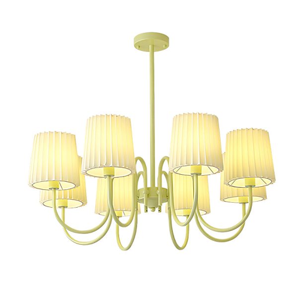 Pleated Fabric Retro Pastoral Green French Style Chandelier Hanging Lights - Image 11