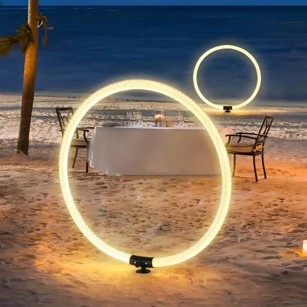 Sleek Ring LED Lawn Lamp Modern Waterproof Solar Landscape Lighting - Image 3