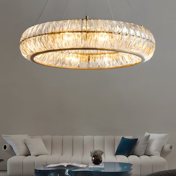 Round Glass Luxury 3 Step Dimming Simple Long Post-Modern Chandelier - Image 3