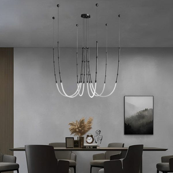 Adjustable Minimalist Line Bamboo Knots Modern Staircase Chandelier - Image 4