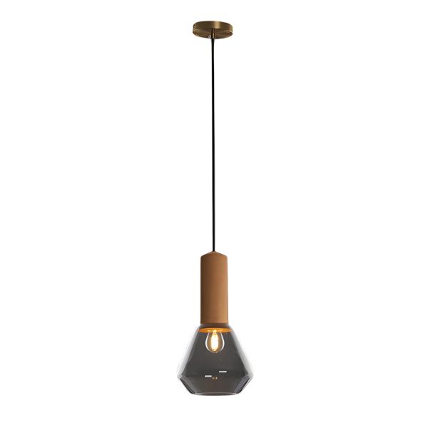 Luxury Copper Glass Jar 1-Light Wood Pendant Light Ceiling Hang Fixture Cork Diamond Glass Suspended lights - Image 9