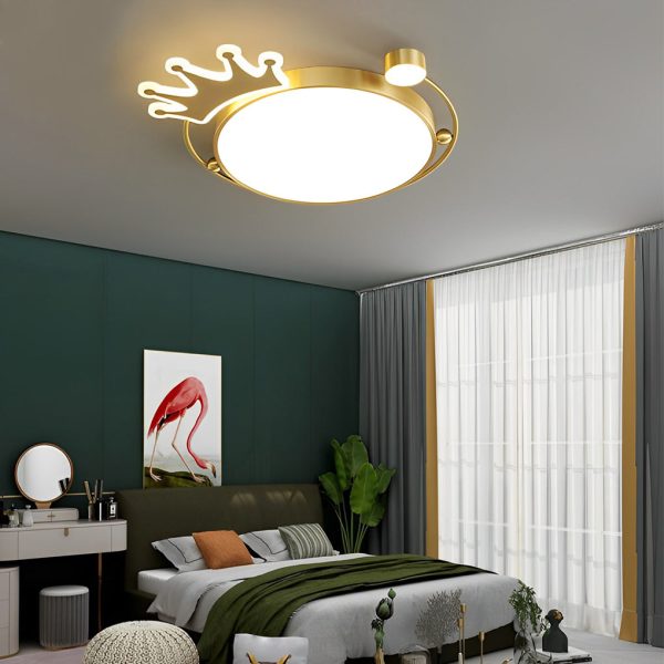Round Cartoon Crowns Three Step Dimming Copper Modern Ceiling Light Fixture - Image 3