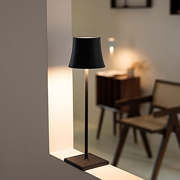15 Inch Cordless Modern Cool Hue Metal Table Lamp Black/White - Image 2