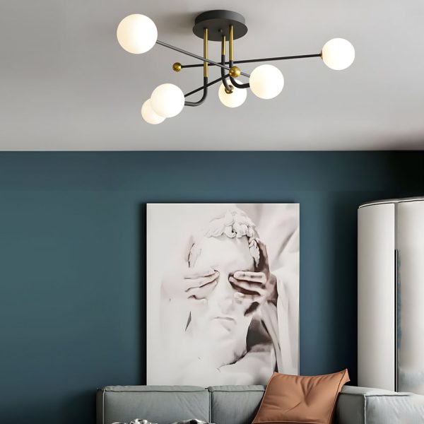 4/6/8-Light Modern Sputnik Globe Semi-Flush Mount Light with White Glass Shade - Image 2