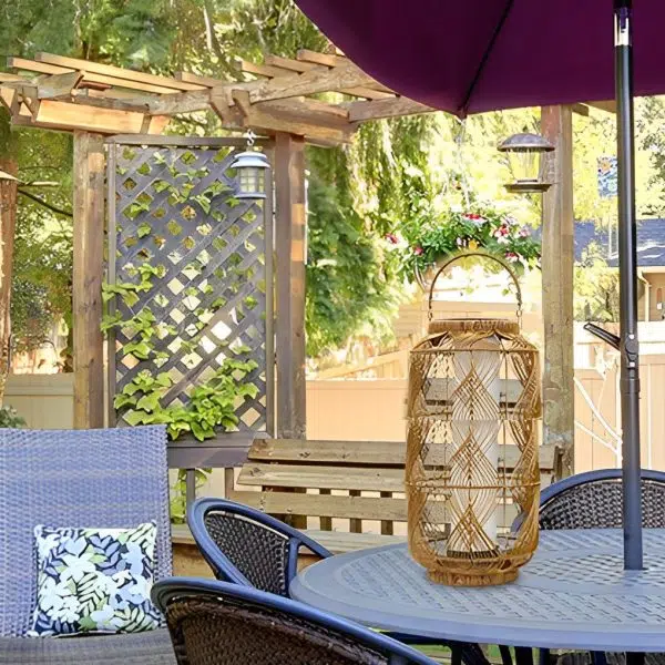 Rattan Waterproof LED Retro European Style Portable Solar Floor Lamp - Image 4