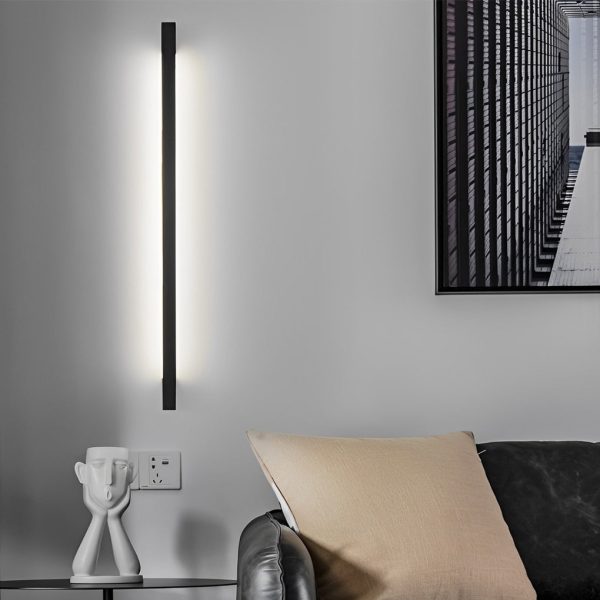 Minimalist Strip Three Step Dimming LED Black Postmodern Wall Lamp - Image 6