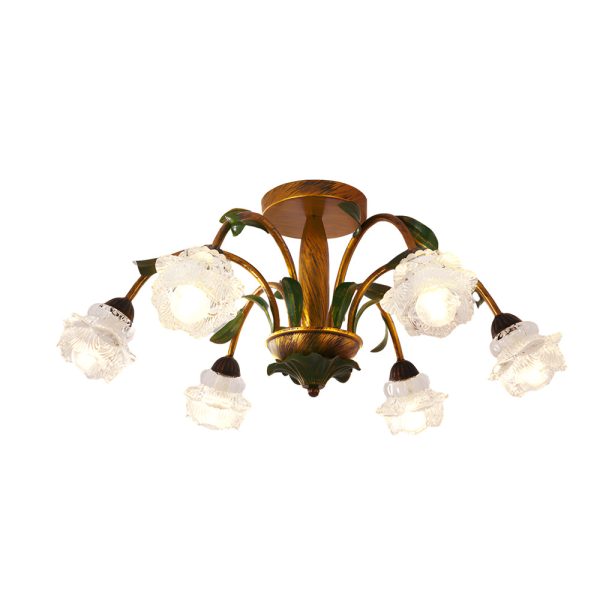 Pastoral Creative Flowers 3 Step Dimming American Style Ceiling Light Fixture - Image 13