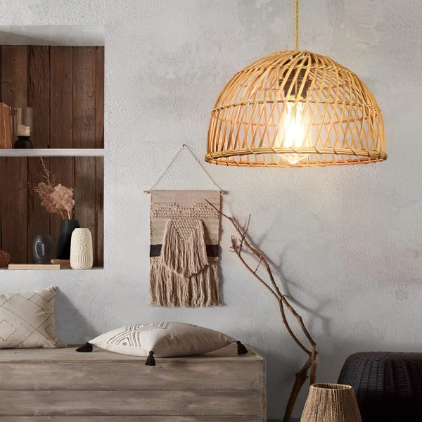 Handmade Rattan Bamboo Southeast Asian Japanese Style Chandelier Light - Image 4