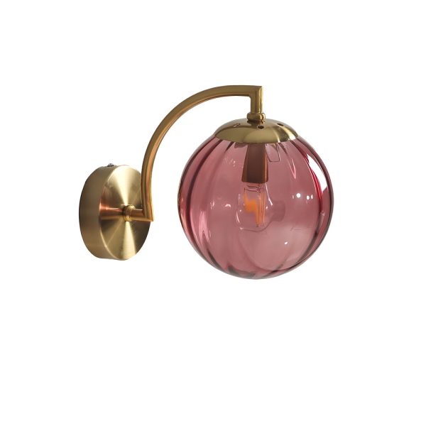 1-Light Curved Arm Wall Sconce with Ball Rib Glass Ball Shade - Image 10