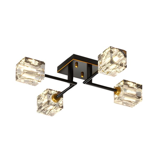 Modern Copper Crystal Cube Semi-Flush Mount Light Fixture, 4/6/8-Light - Image 13