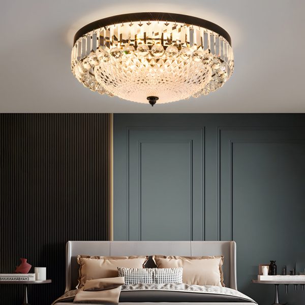 Round Crystal LED 3 Step Dimming Luxury American Style Ceiling Lights - Image 2
