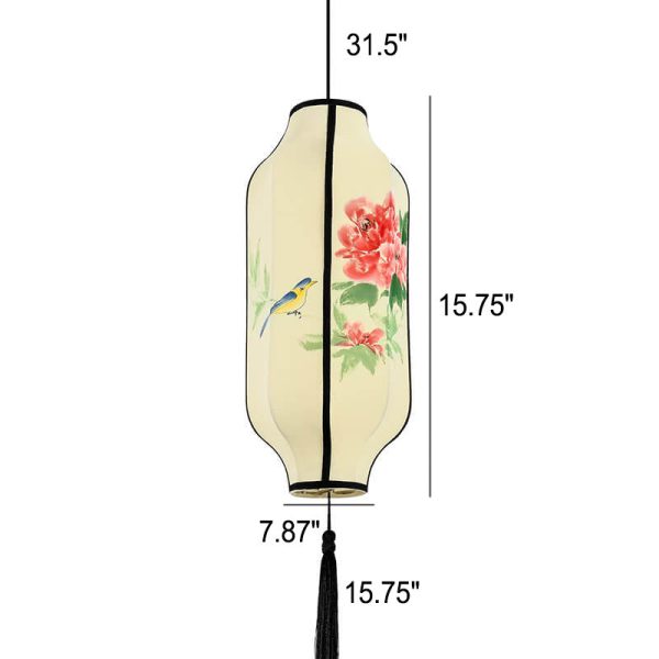 Oriental Antique Handmade Oval Lantern Fabric 1-Light Pendant Light - Image 17