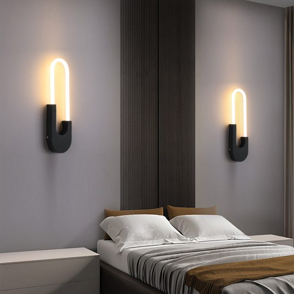 Modern Indoor Oval LED Wall Sconces - 16'' H, Gold/Black - Image 6