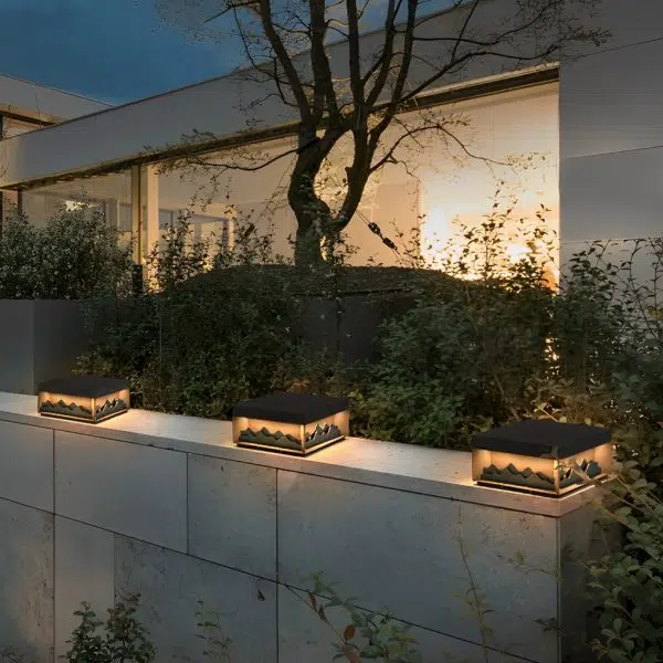 Mountain Scenery LED Waterproof Black Modern Solar Fence Post Lights - Image 4