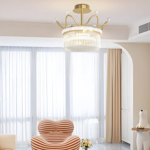 Round Crystal Crowns Three Step Dimming Luxury Postmodern Chandelier - Image 2