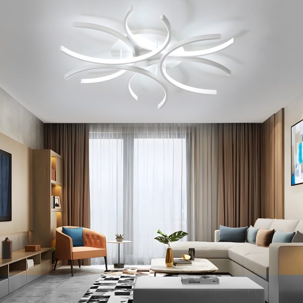 Simple Semi-Circle Lines Flower LED Dimmable Modern Ceiling Light Fixture - Image 3