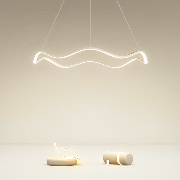 Circular Wavy LED Stepless Dimming Modern Chandelier Hanging Ceiling Lamp - Image 4