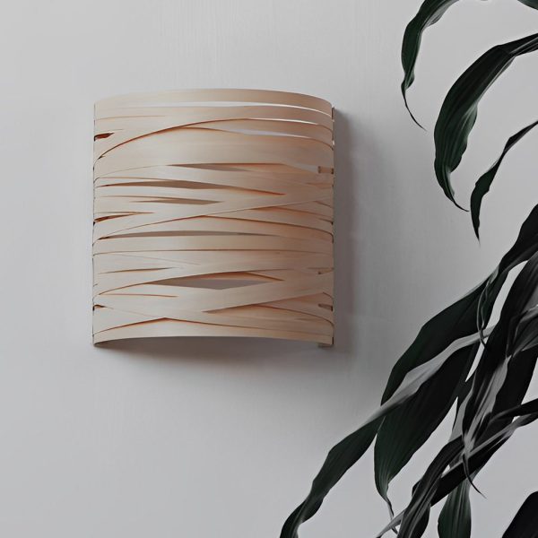 Semi-cylindrical Handmade Wood Decorative Modern Wall Lamp Atmosphere Light - Image 3