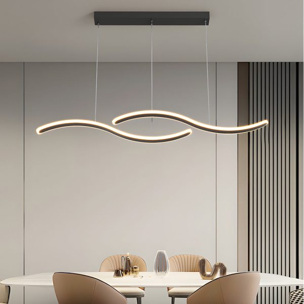2-Wavy Line LED Dining Room Pendant Light - 3-Step Dimming - Image 2