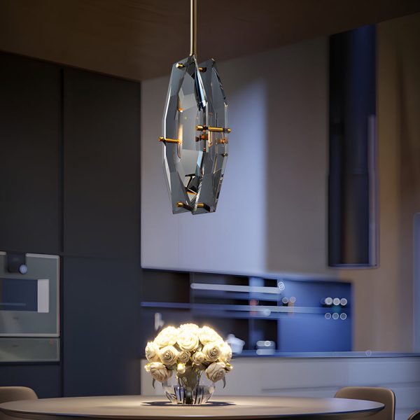 Copper Light Luxury Crystal Smoke Gray Post-Modern Pendant Lights Fixture - Image 3