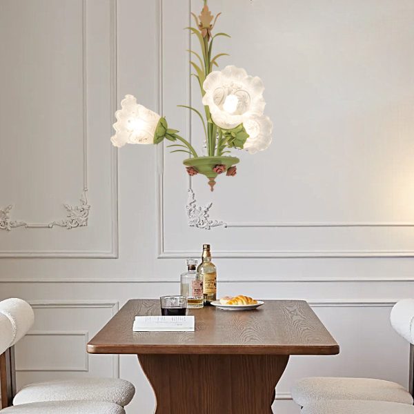 Modern Pastoral Green Flower Hanging Chandelier - 3/6/8-Light - Image 3