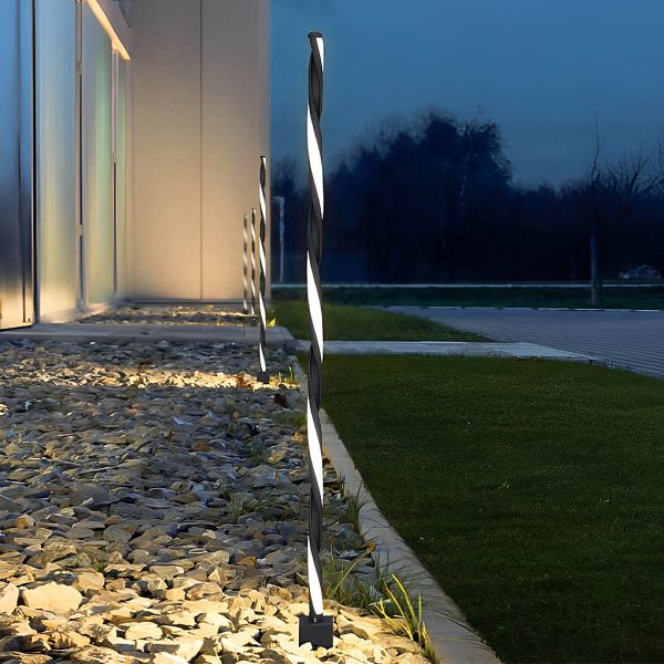 Unique Minimalist LED Waterproof Black Solar Powered Lawn Lights Path Lamp - Image 2