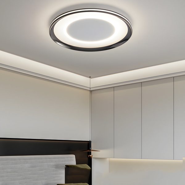 Round Black LED Flush Ceiling Light - Image 2
