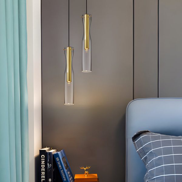 Long Glass Copper Luxury 3 Step Dimming Simple Modern Pendant Lights Fixture - Image 2