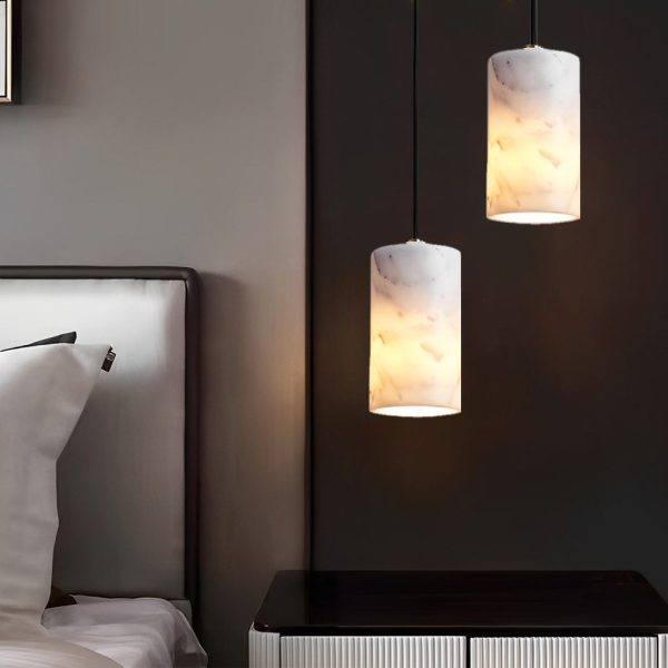 Minimalist Cylindrical Marmoreal 3 Step Dimming Nordic Pendant Lights - Image 3