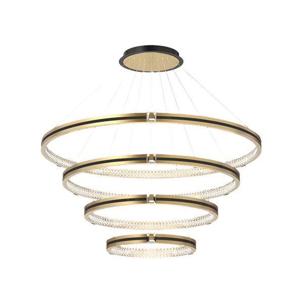 Simple Circles Rings Three Step Dimming Brushed Gold Modern Chandelier - Image 15