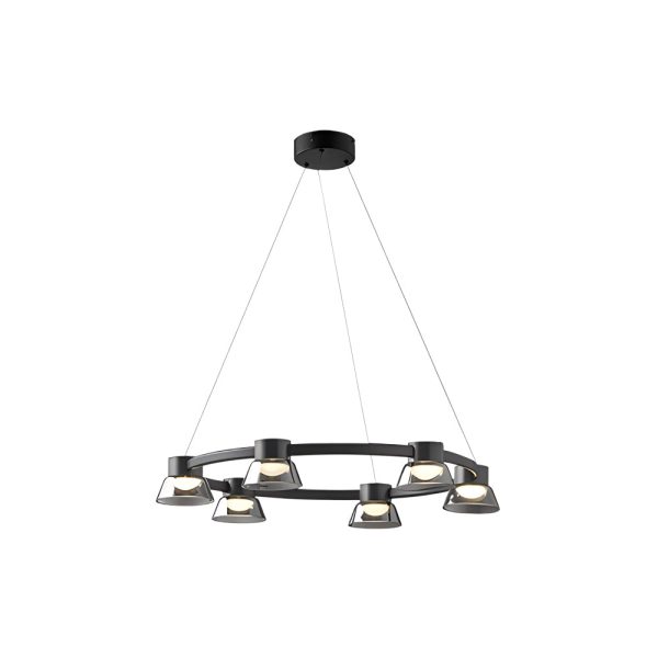 Ring LED Pendant with Smoke Gray Glass Shades - Image 13