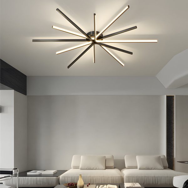6-Light LED Semi Flush Mount Copper Starbursts Ceiling Light Fireworks Ceiling Lighting Fixture - Image 5