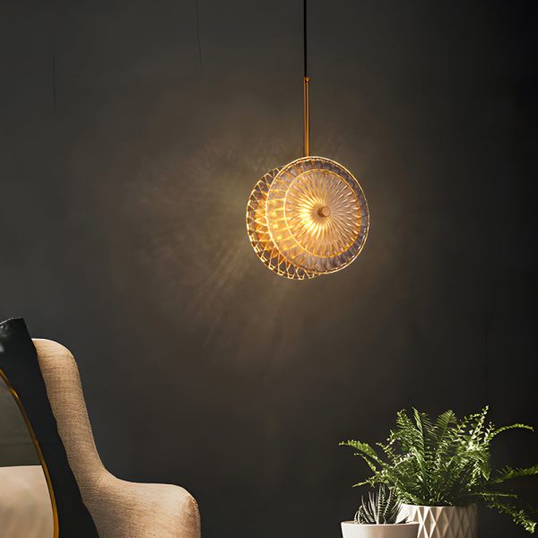 Modern Crystal Glass Disc Pendant Light with LED 1-Light Round Hanging Lamp - Image 2