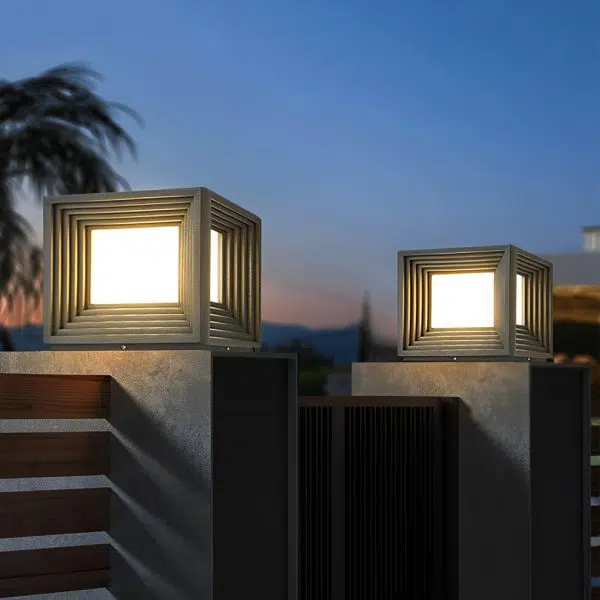 Square Creative Waterproof LED Black Modern Solar Post Caps Lights - Image 2
