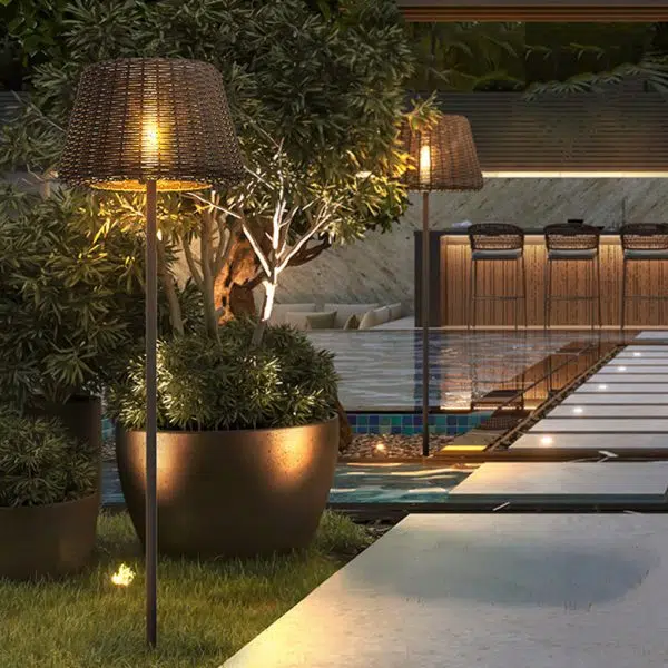 Rattan Shade LED Ralph Outdoor Floor Lamp with Stake, 45.27 In.H - Image 3