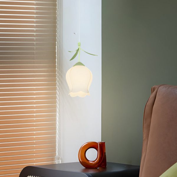 Bell Orchid Flowers Three Step Dimming Green Modern Pendant Lights Fixture - Image 3