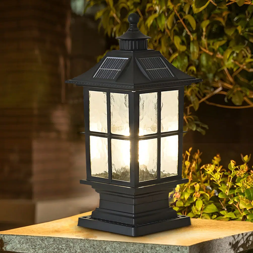 4-e468ced2-2919-4544-bb0f-6165b48868b8.jpg Waterproof Dimming LED Black Modern Solar Post Caps Light with Remote Control - Image 1